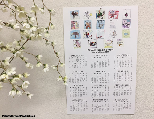 Custom printed year at a glance wall calendars.